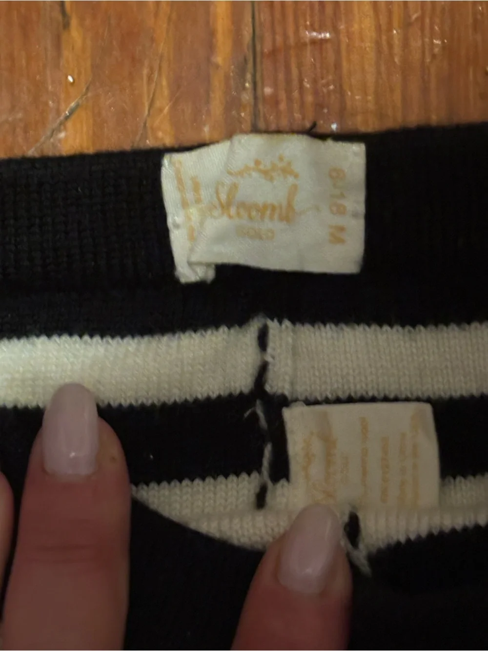Sloomb Gold Sustainablebabyish Black and White Striped Wool Shorts SZ. 6-18 M